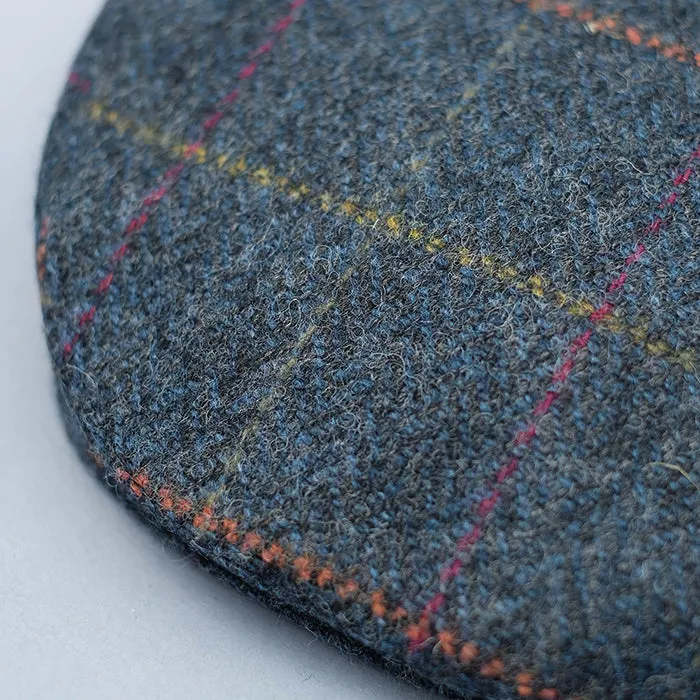 Tweed Flat Cap in navy windowpane