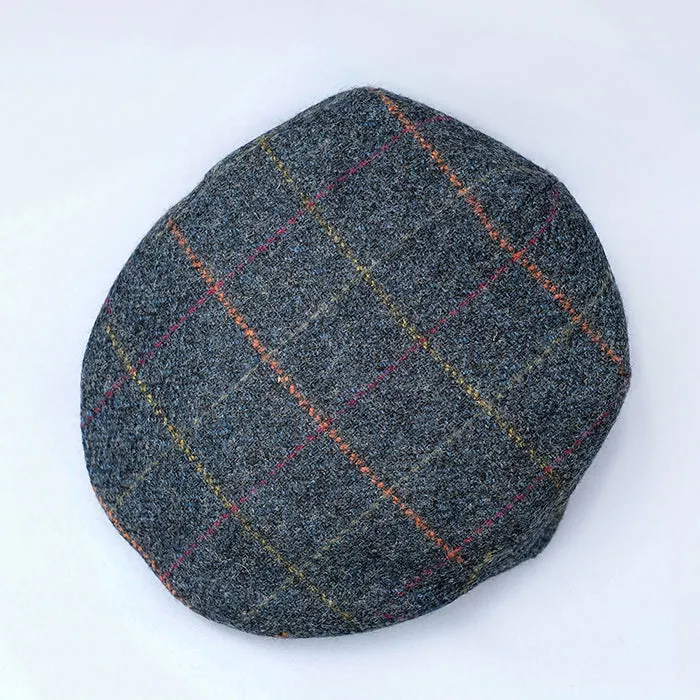 Tweed Flat Cap in navy windowpane