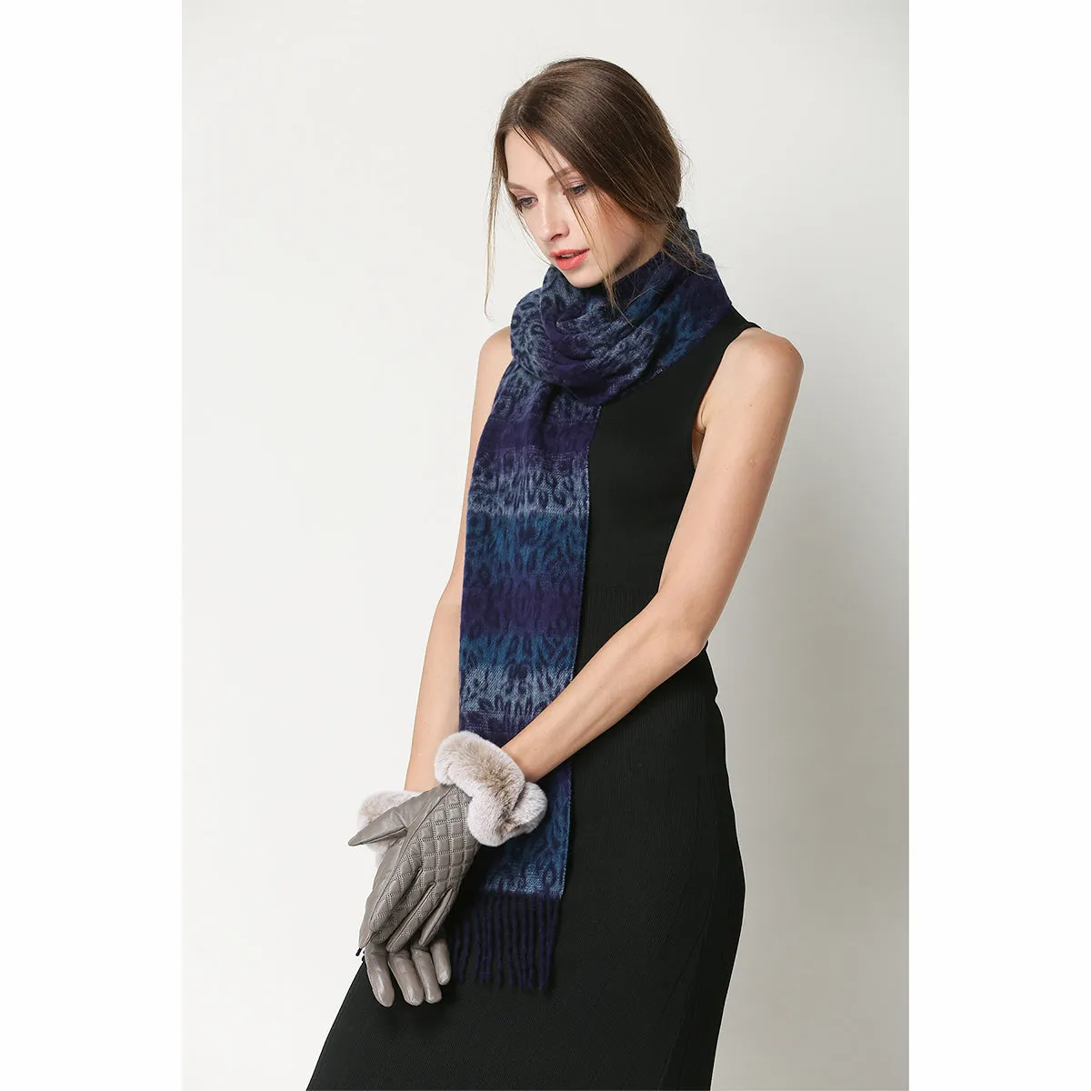 Ugg Cashmere & Wool Scarf Purple and Blue