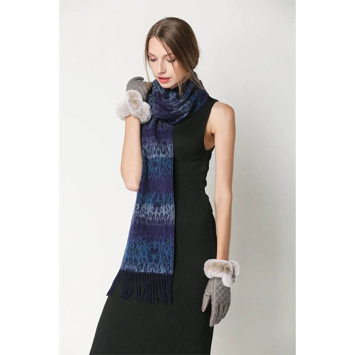 Ugg Cashmere & Wool Scarf Purple and Blue