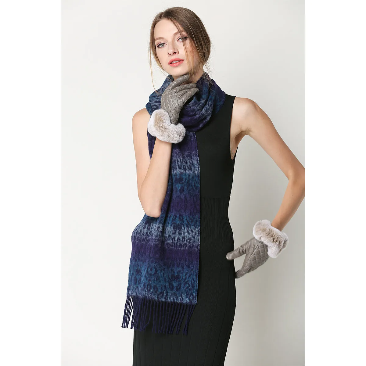 Ugg Cashmere & Wool Scarf Purple and Blue