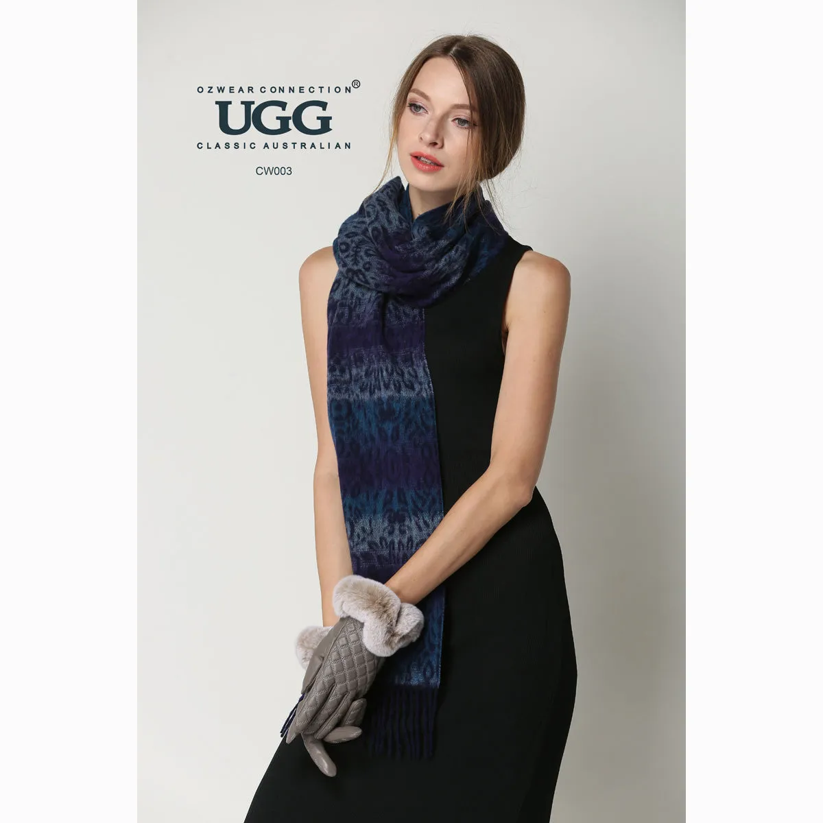 Ugg Cashmere & Wool Scarf Purple and Blue