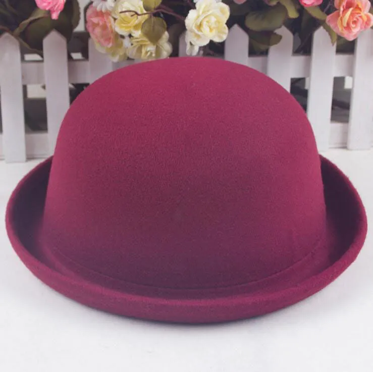 USA Magik Men Women Woolen Roll-up Brim Fedora Bowler Hat