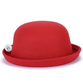 USA Magik Men Women Woolen Roll-up Brim Fedora Bowler Hat