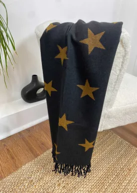 Vega Star Cashmere Scarf in Black