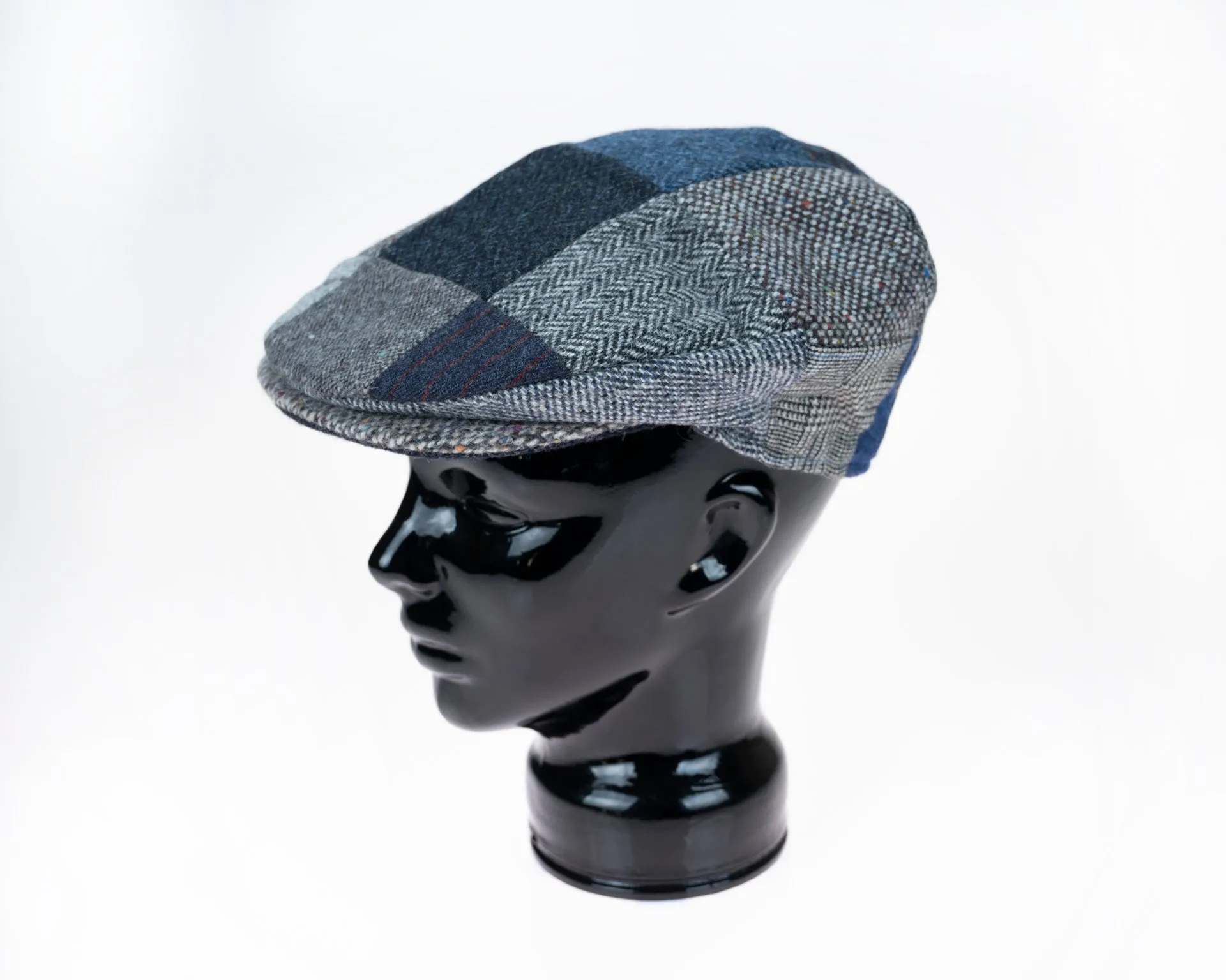 Vintage Patchwork Cap | Grey & Blue Tweed