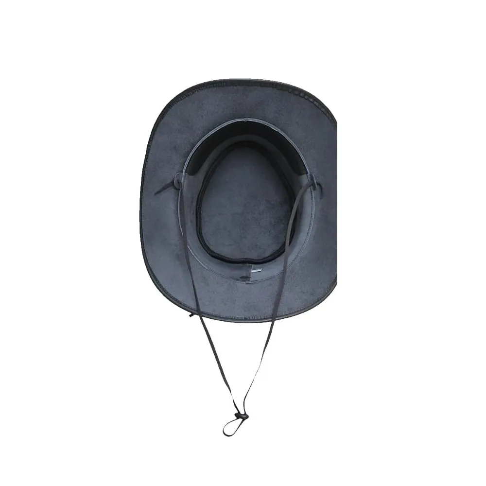 Western Skull Cowboy Leather Top Hat