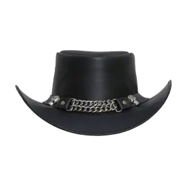 Western Skull Cowboy Leather Top Hat