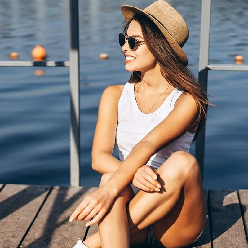 Wide Brim Summer Straw Fedora Beach Hat