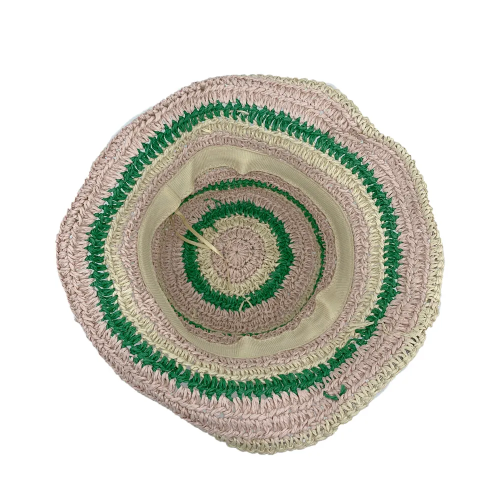 Women Cap Straw Crochet Sun Summer Bowler Foldable Bucket Hat YZH0158