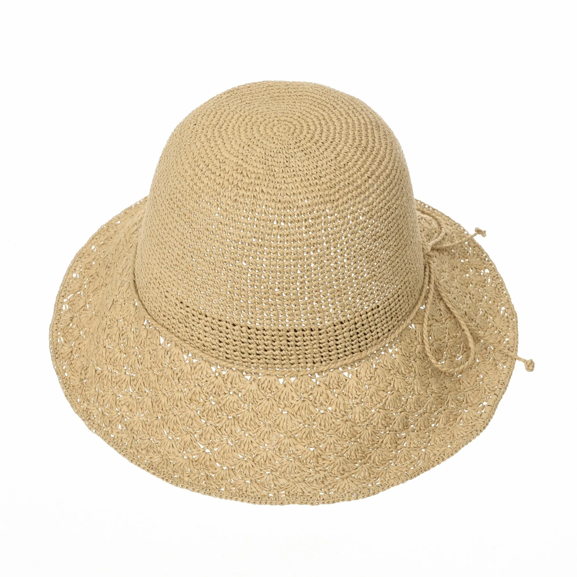 Women Flanging Straw Sun Hat Bocassi Summer Bowler Beach Cap SL8987