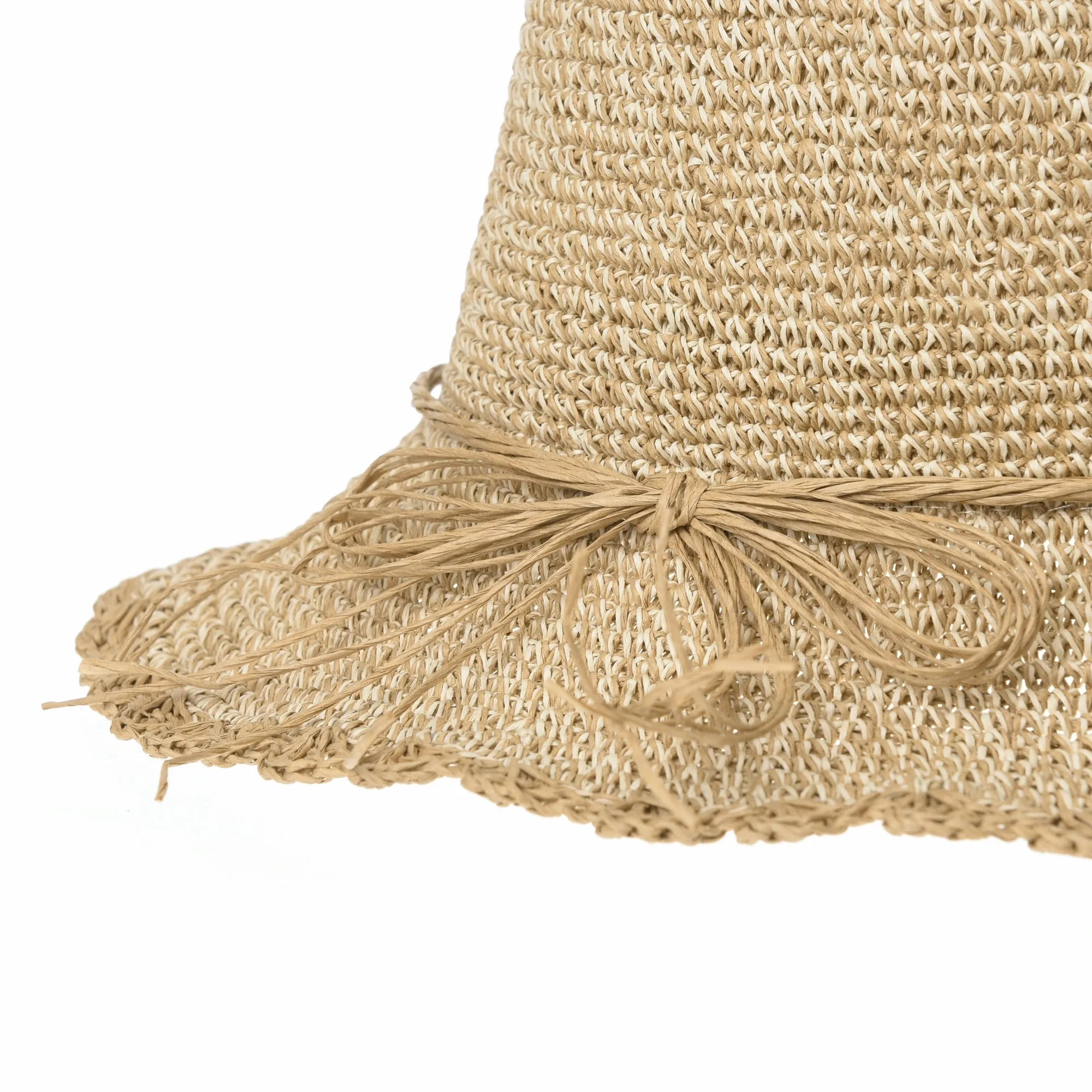 Women Flanging Straw Sun Hat Bocassi Summer Bowler Beach Cap SL8988