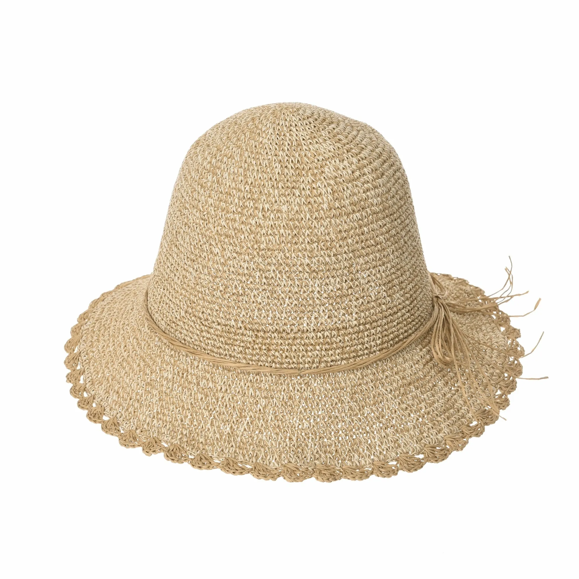 Women Flanging Straw Sun Hat Bocassi Summer Bowler Beach Cap SL8988