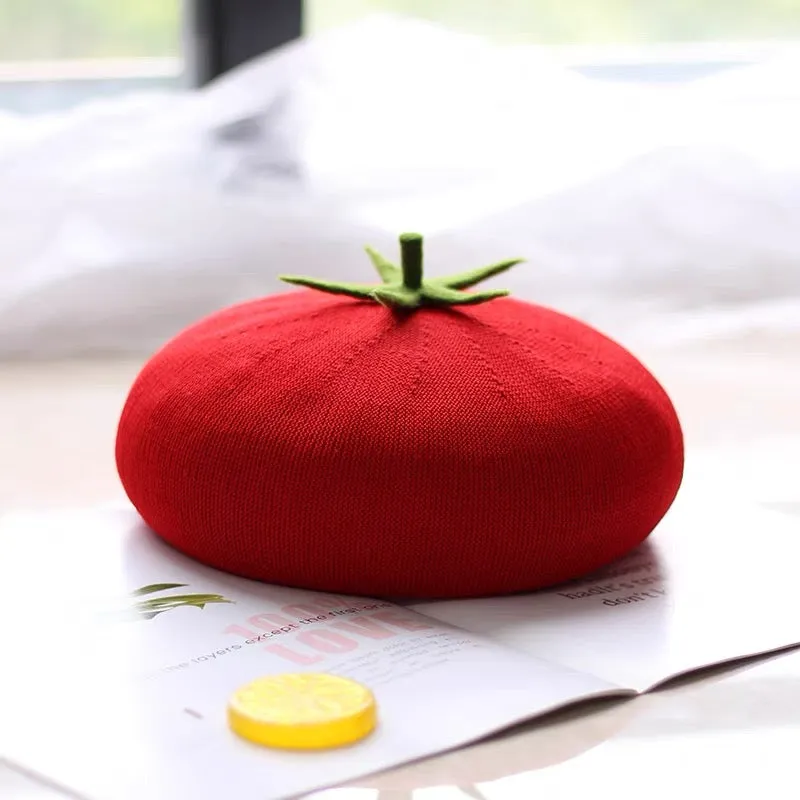 Women Kid Tomato Berets Hat