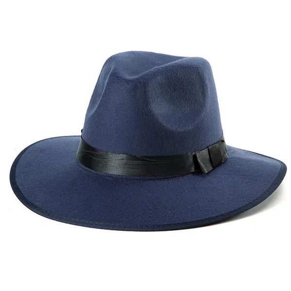 Women ladies Cotton Blend Jazz Felt Fedora Cap Wide Brim Bowler Trilby Panama Hat