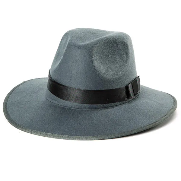 Women ladies Cotton Blend Jazz Felt Fedora Cap Wide Brim Bowler Trilby Panama Hat