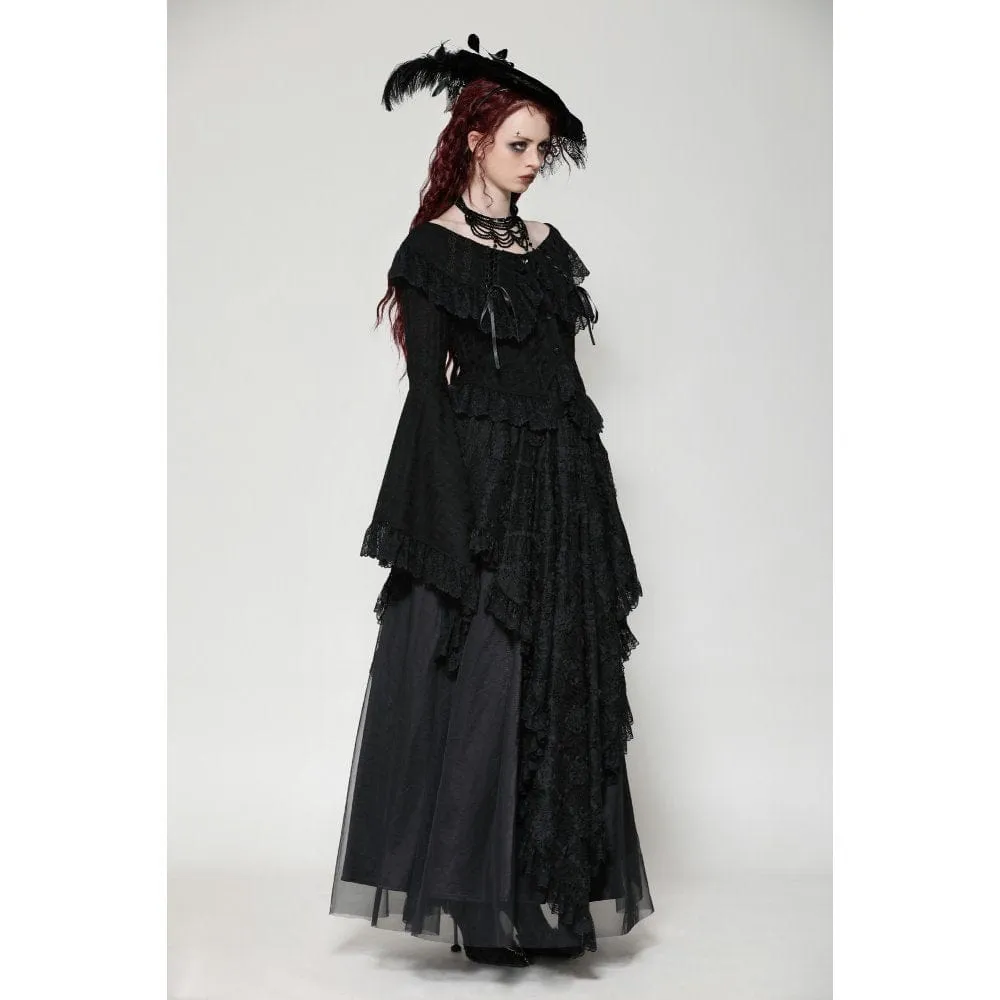 Women's Gothic Ruffled Lace Long Sleeved Shirt