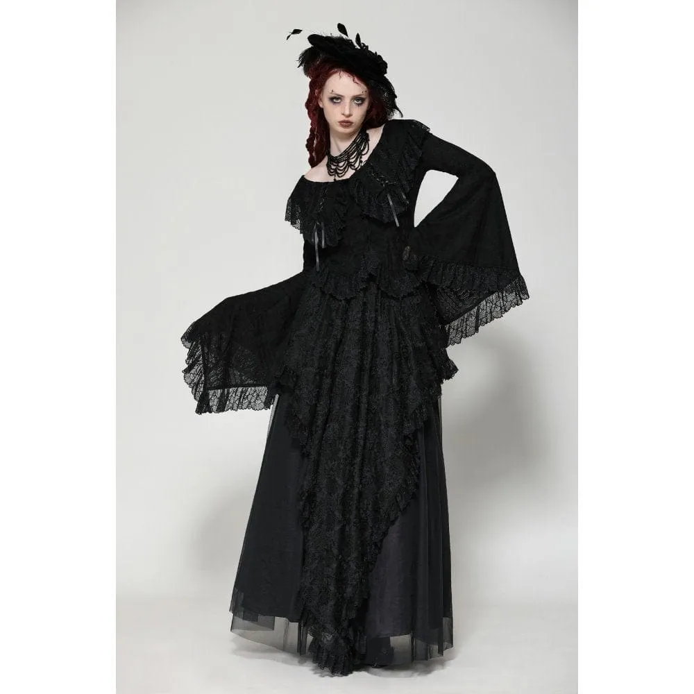 Women's Gothic Ruffled Lace Long Sleeved Shirt