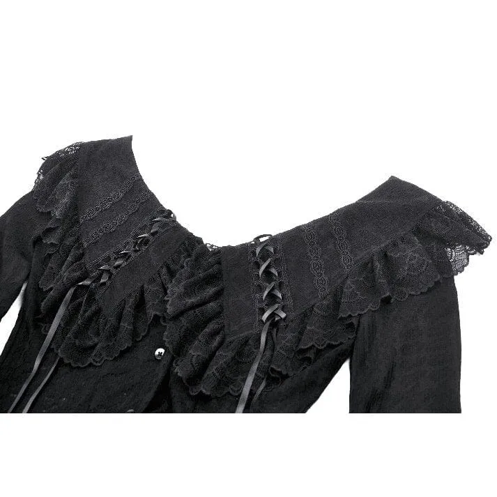 Women's Gothic Ruffled Lace Long Sleeved Shirt