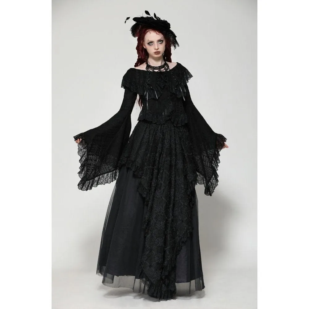 Women's Gothic Ruffled Lace Long Sleeved Shirt