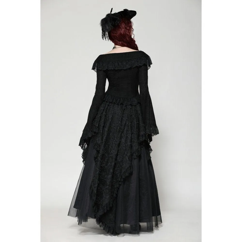 Women's Gothic Ruffled Lace Long Sleeved Shirt