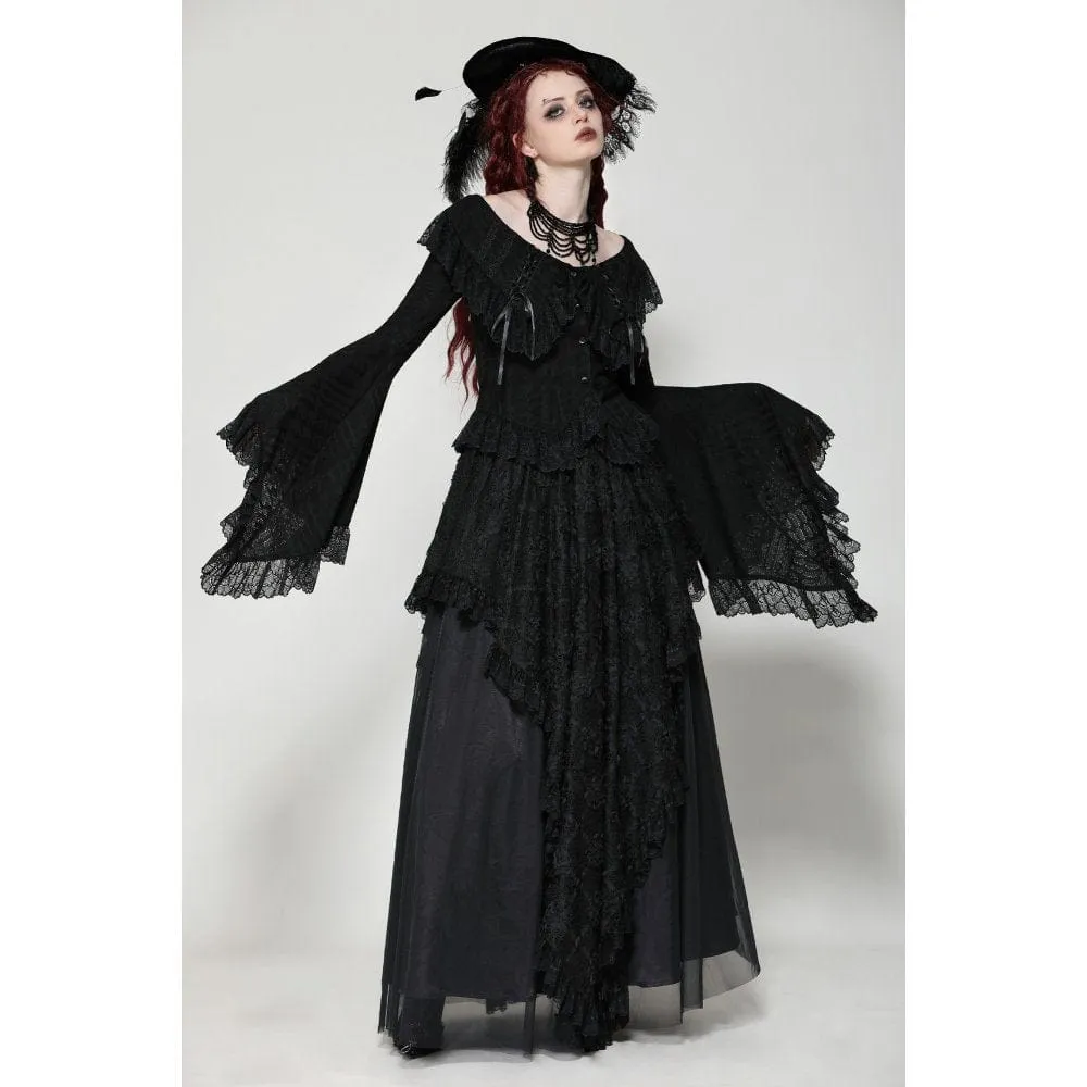 Women's Gothic Ruffled Lace Long Sleeved Shirt