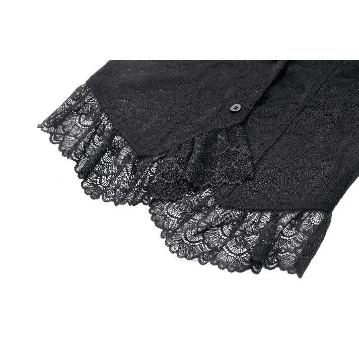 Women's Gothic Ruffled Lace Long Sleeved Shirt