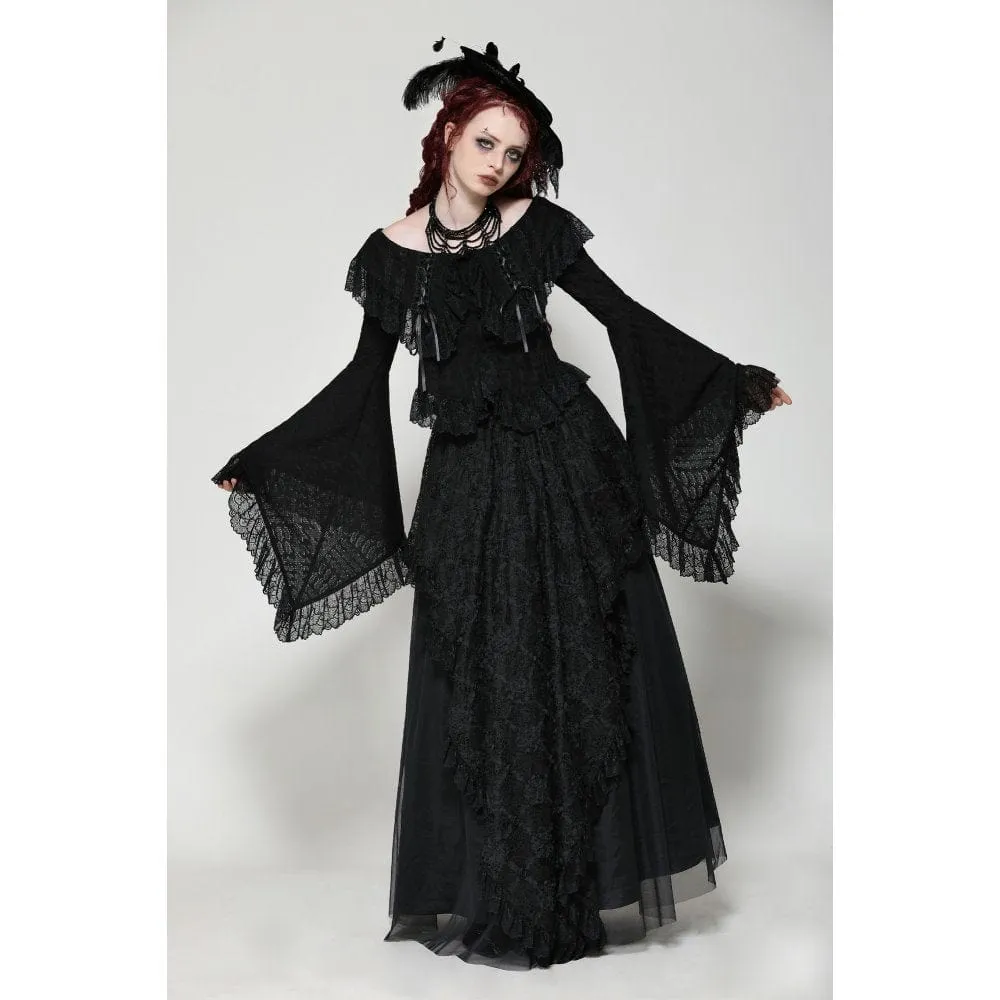 Women's Gothic Ruffled Lace Long Sleeved Shirt