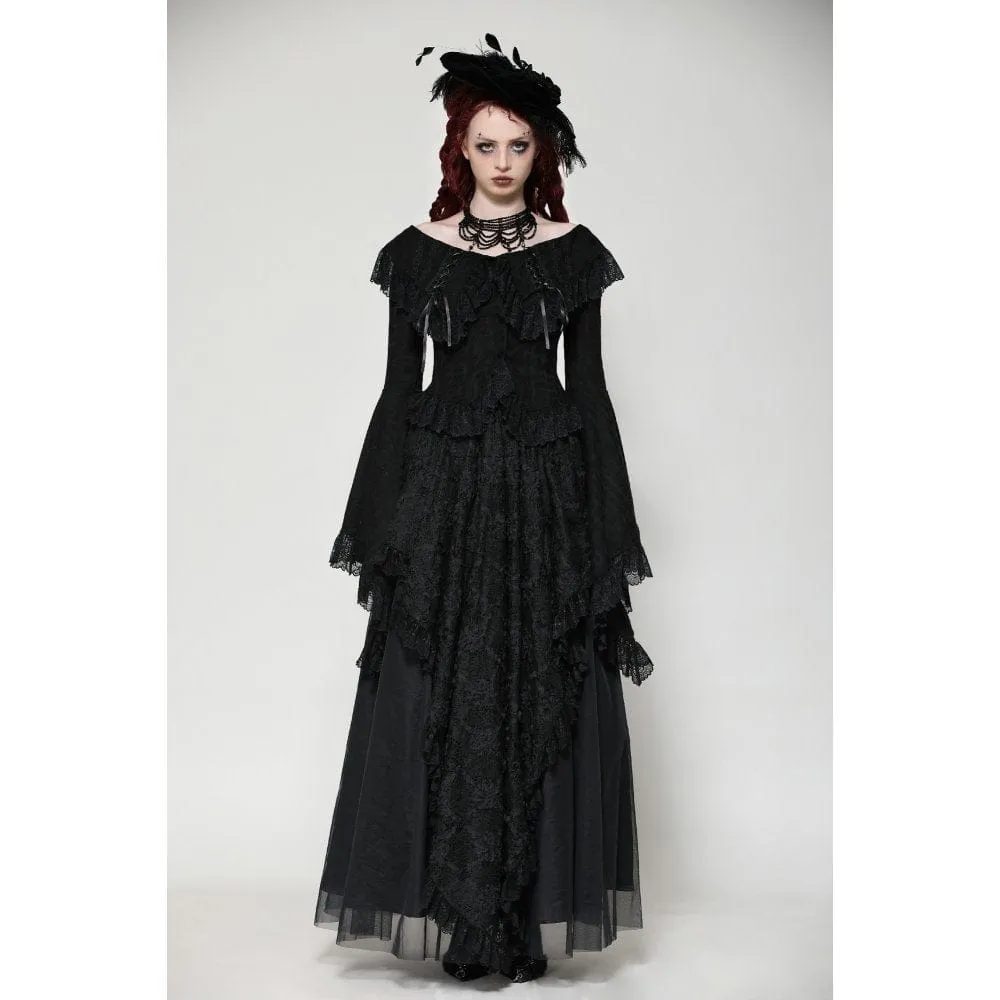 Women's Gothic Ruffled Lace Long Sleeved Shirt