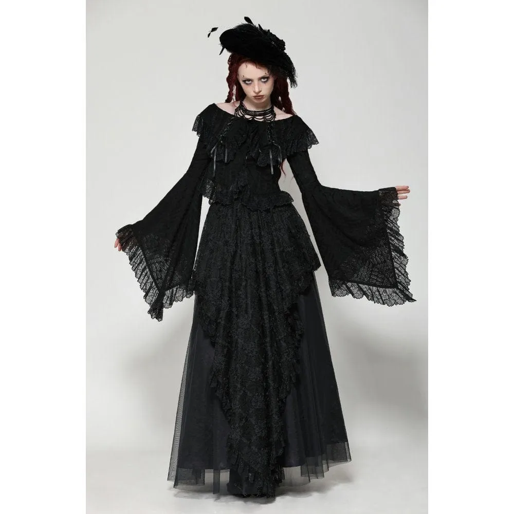 Women's Gothic Ruffled Lace Long Sleeved Shirt