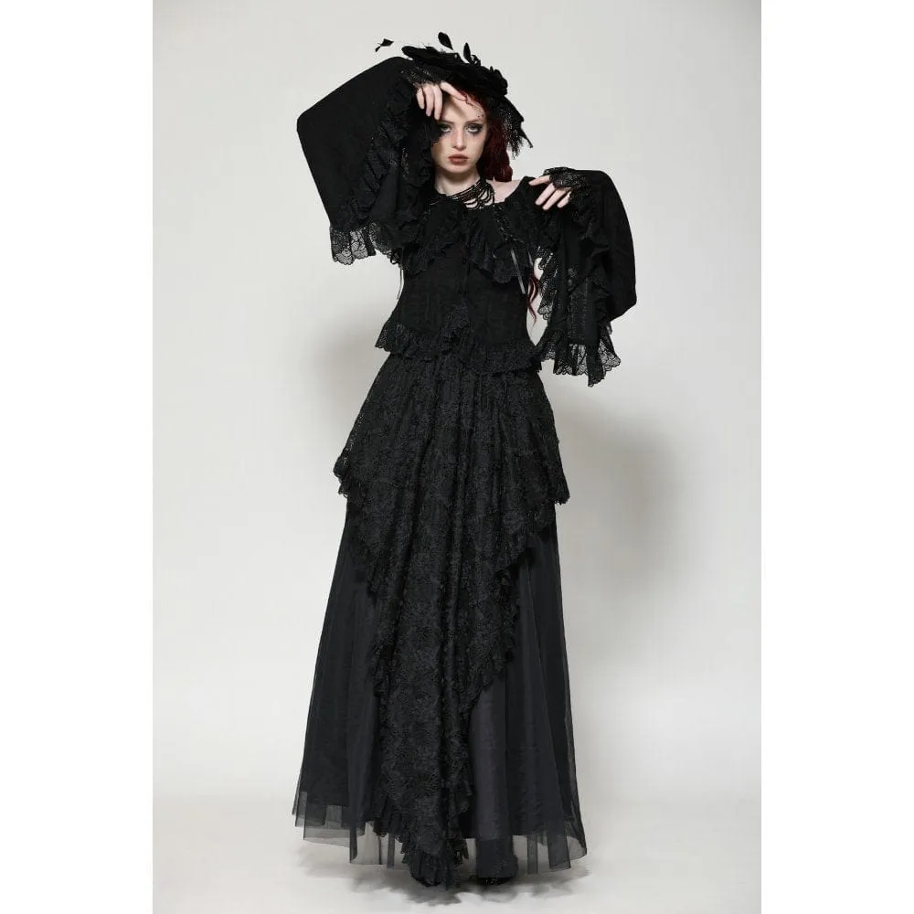 Women's Gothic Ruffled Lace Long Sleeved Shirt