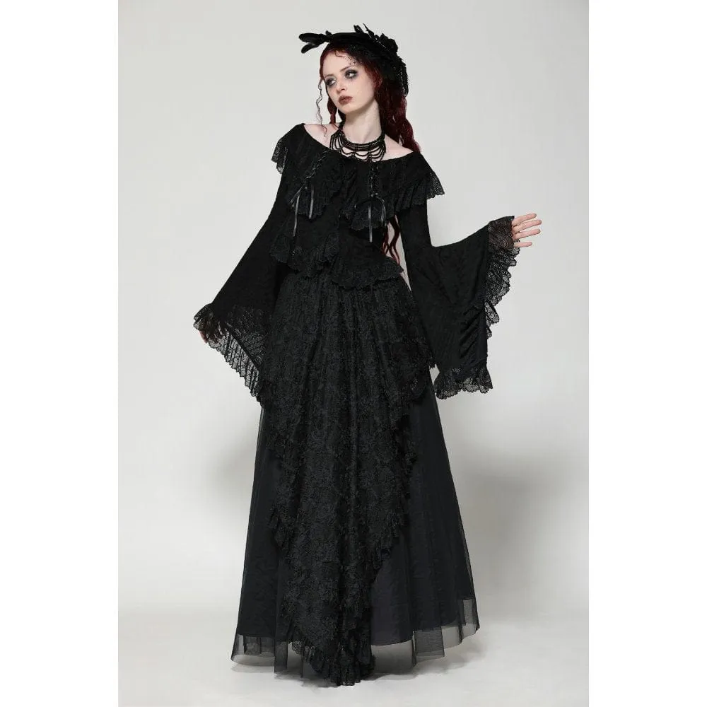 Women's Gothic Ruffled Lace Long Sleeved Shirt