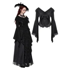 Women's Gothic Ruffled Lace Long Sleeved Shirt