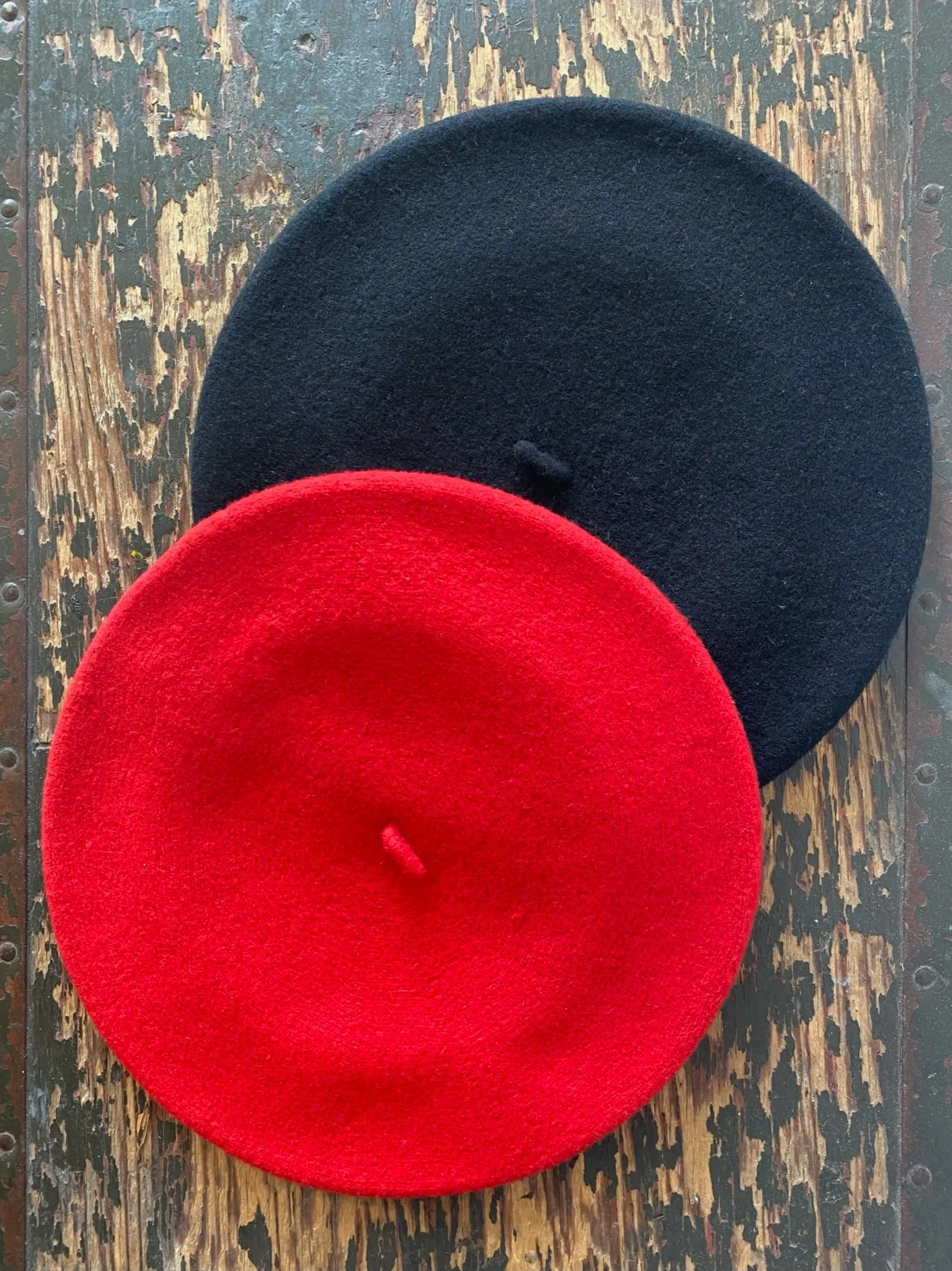 Wool Beret Hat Red